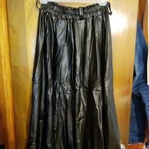 Leather midi skirt